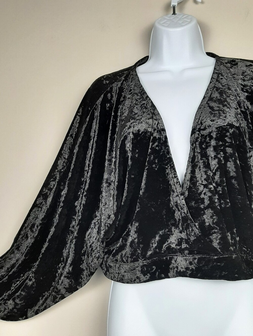 Black Velvet Boho Top Size Medium